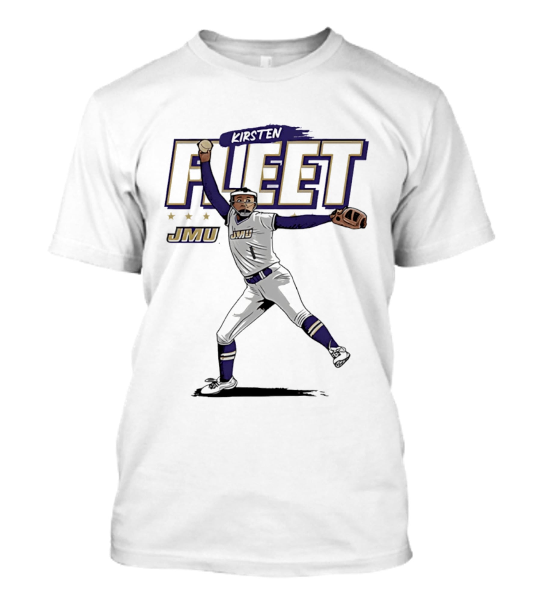 Kirsten Fleet JMU Softball NCAA Player Caricature T-Shirt