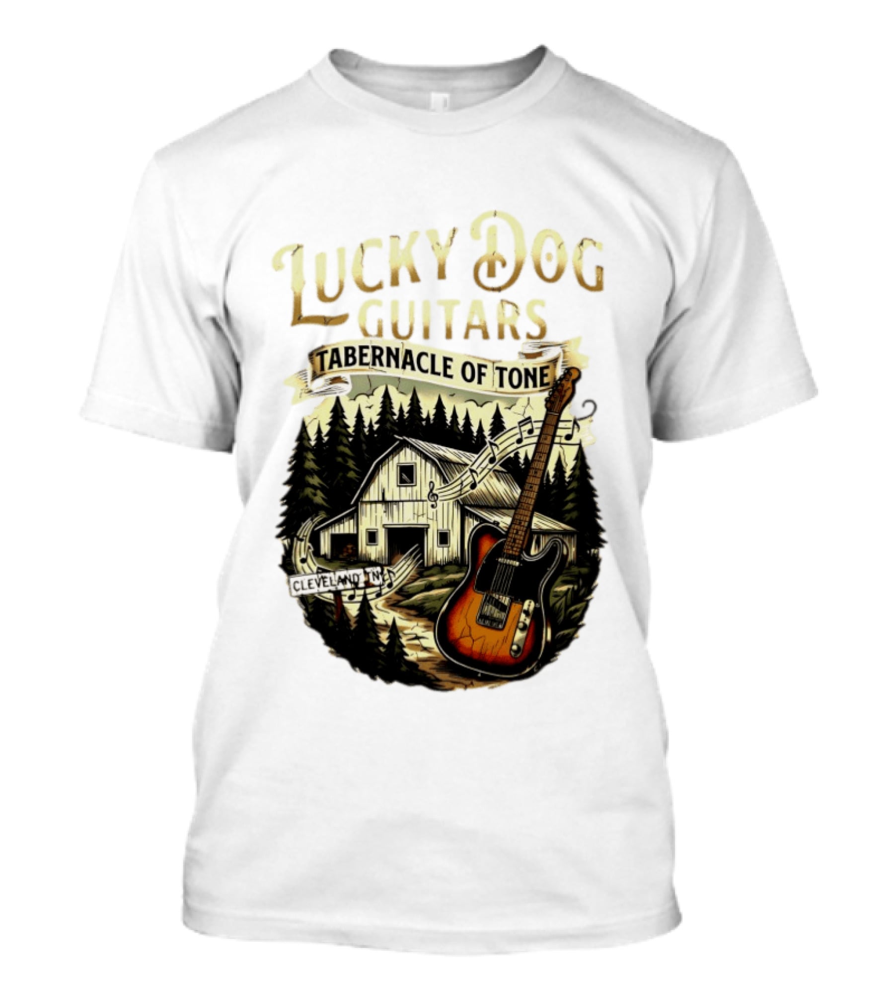 Lucky Dog Guitars Tabernacle Of Tone Cleveland TN Musical Barn Scene T-Shirt