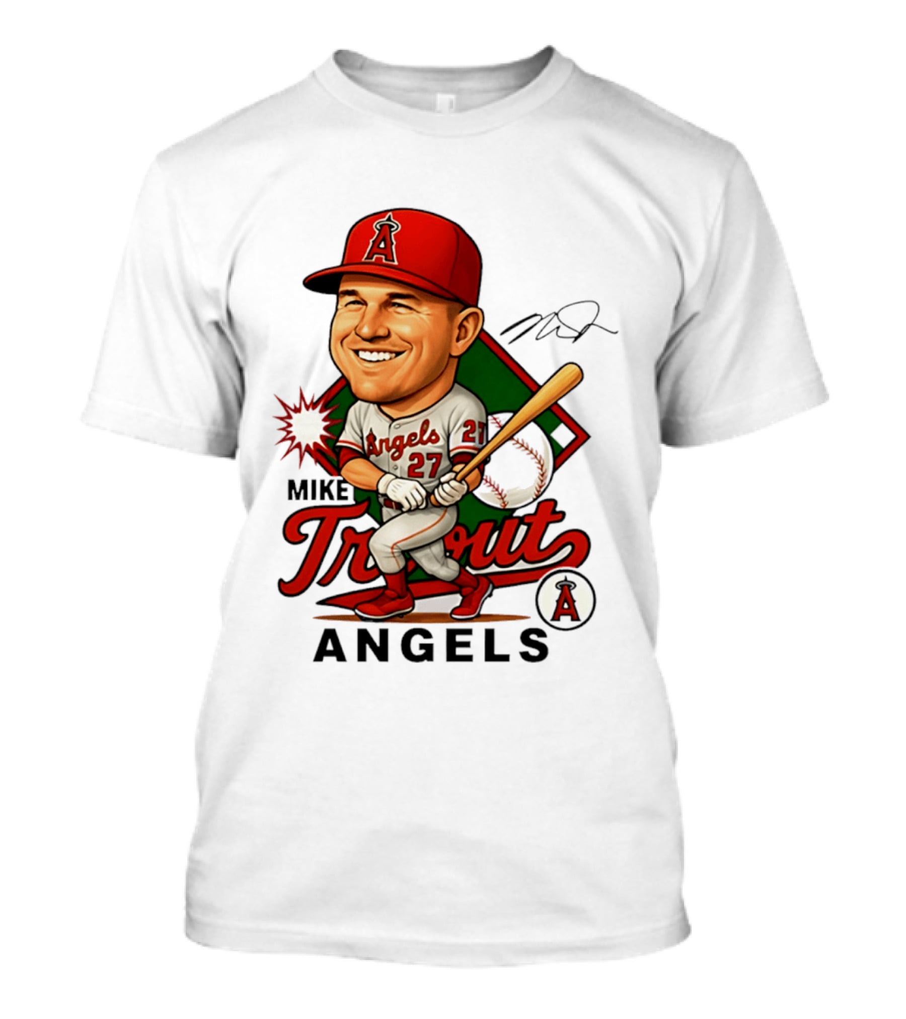 Mike Trout Angels Baseball Caricature Los Angeles Legend T-Shirt