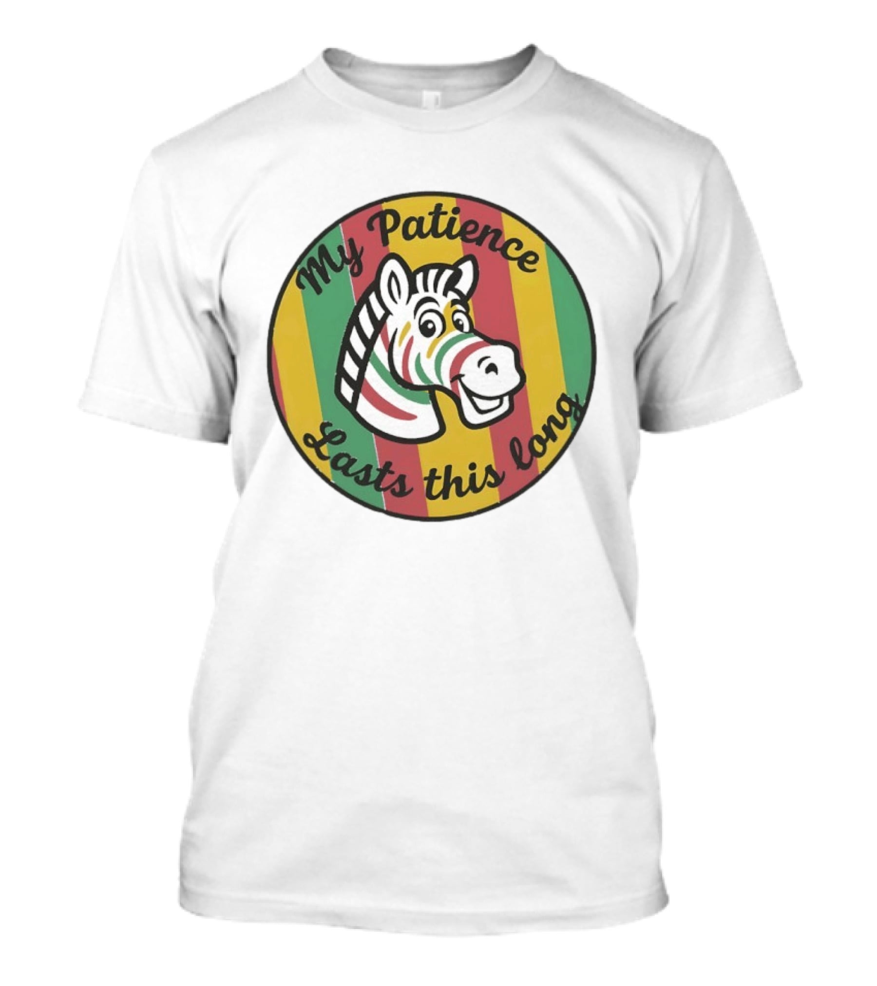 Zebra My Patience Lasts This Long Striped Cartoon T-Shirt