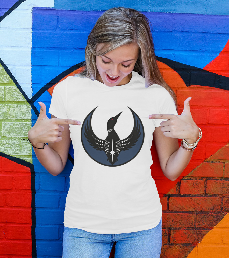 Minnesota Loon Bird Resist Ice Dark Circle Wings T-Shirt
