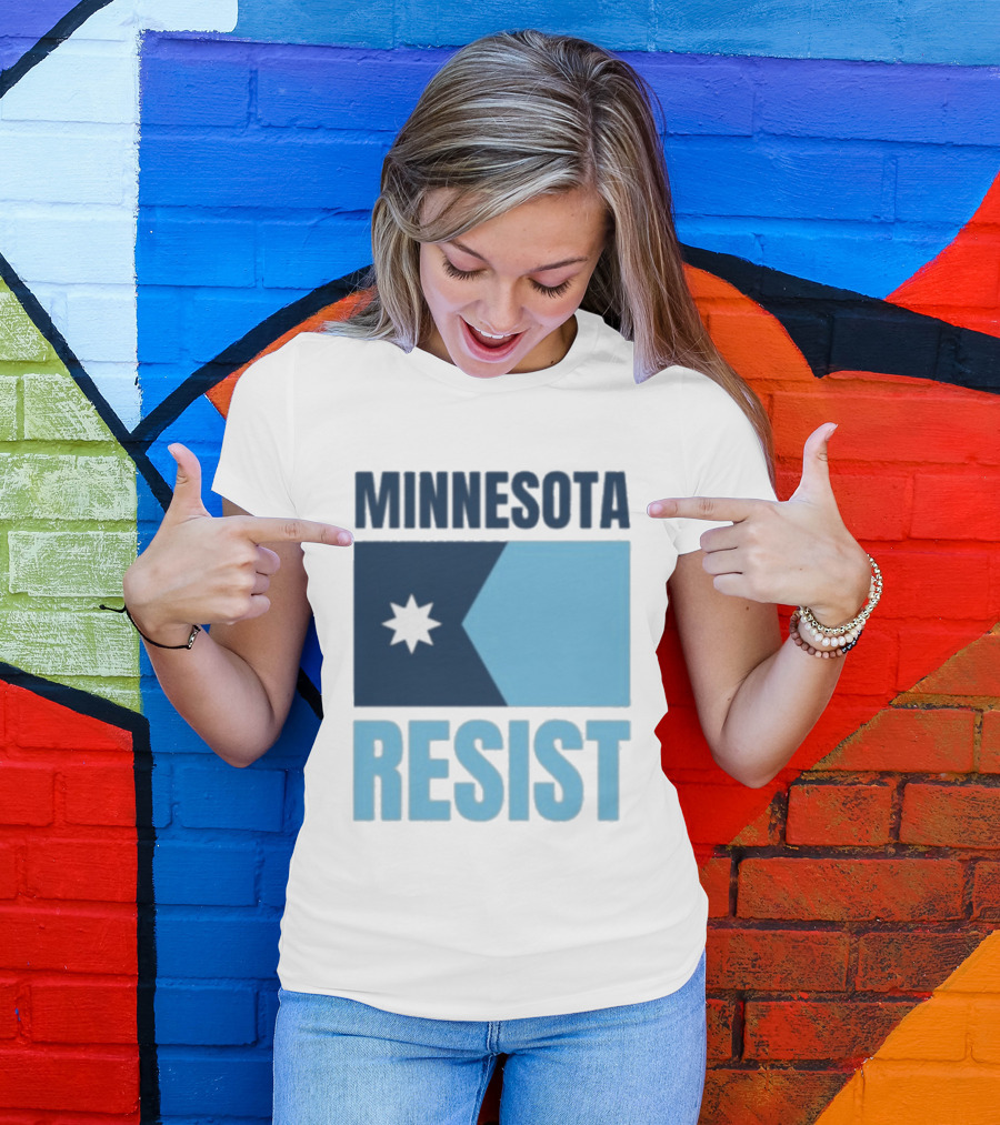 MINNESOTA RESIST Star Flag Blue Rectangle T-Shirt