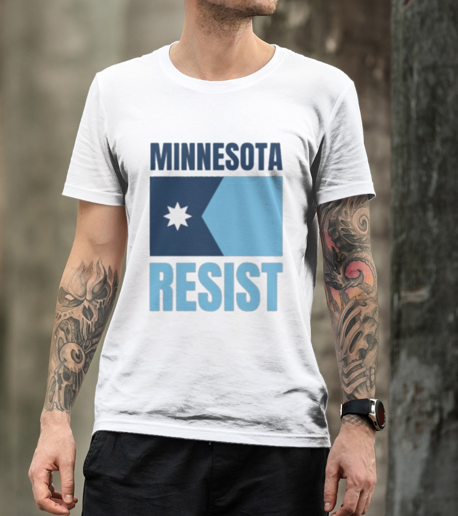 MINNESOTA RESIST Star Flag Blue Rectangle T-Shirt