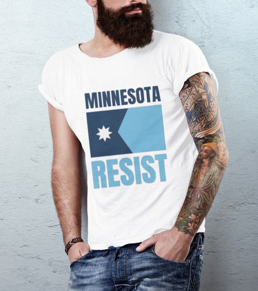 MINNESOTA RESIST Star Flag Blue Rectangle T-Shirt
