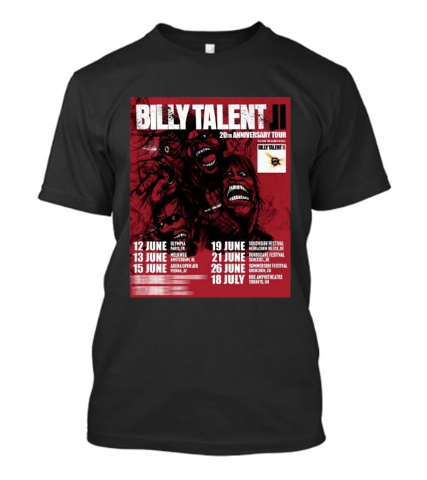 Billy Talent 20th Anniversary Tour Dates Europe Canada 2023 T-Shirt