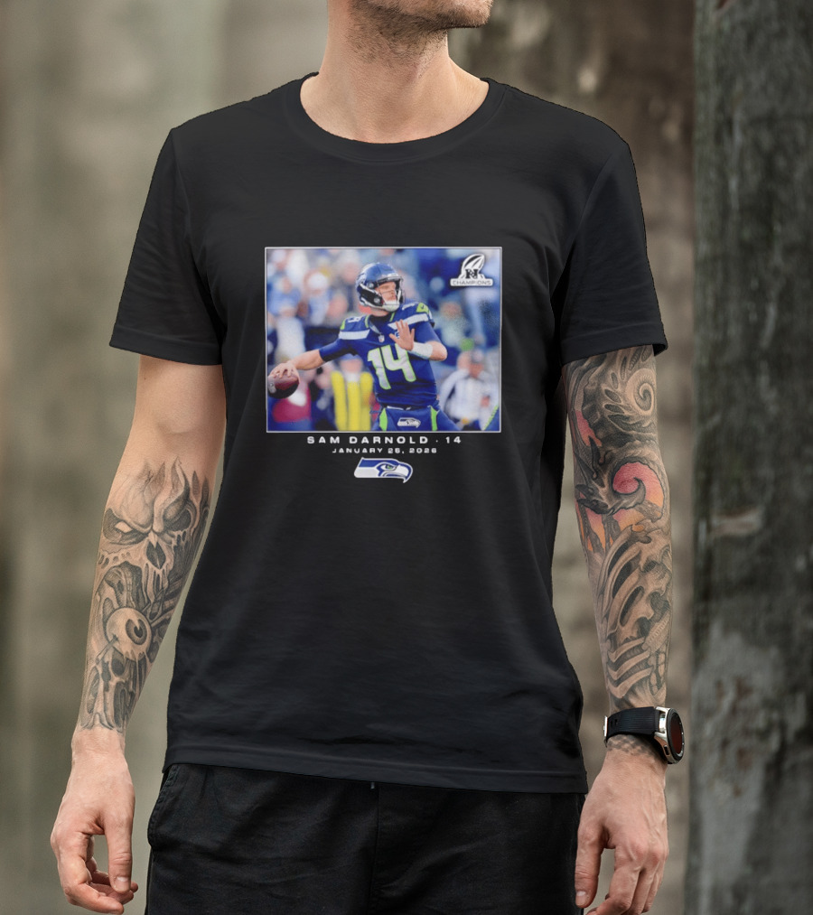 Sam Darnold 14 Seattle Seahawks January 26 2020 NFL Champions T-Shirt