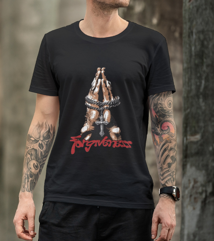 Forgiveness Praying Hands Crucifix Necklace T-Shirt