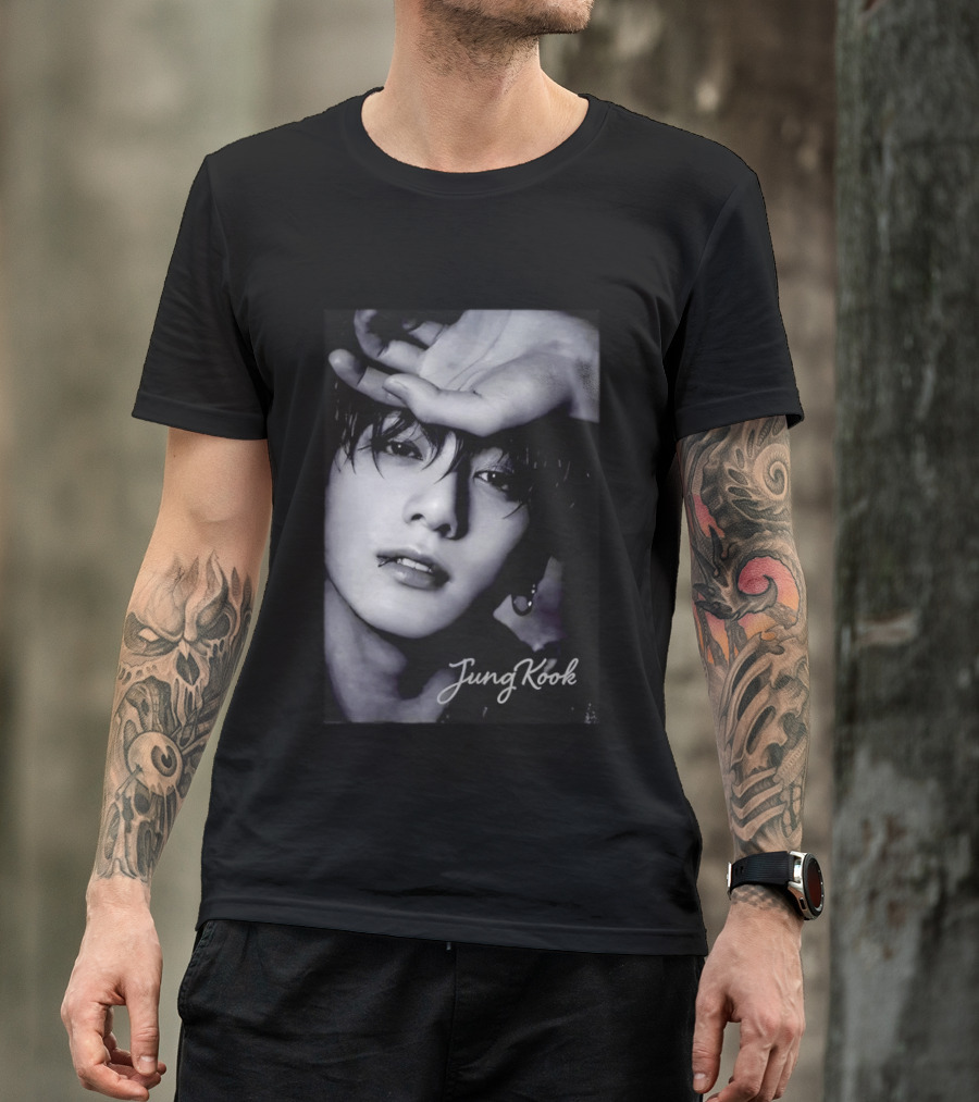 Jungkook BTS Iconic Style Black And White T-Shirt