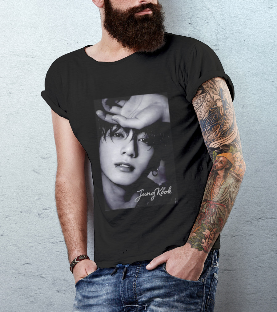 Jungkook BTS Iconic Style Black And White T-Shirt