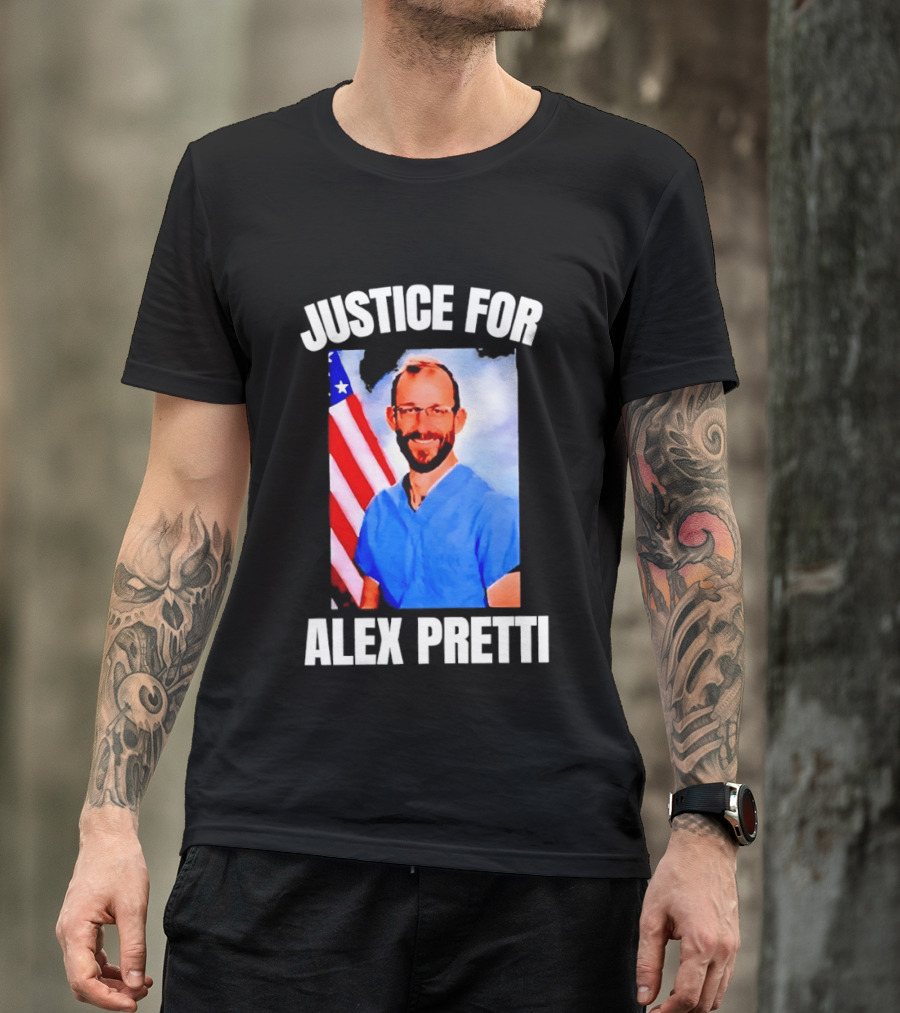 Justice For Alex Pretti American Flag T-Shirt