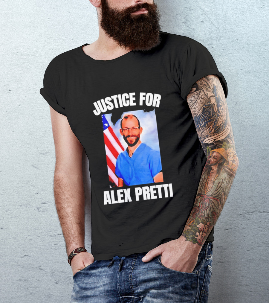 Justice For Alex Pretti American Flag T-Shirt