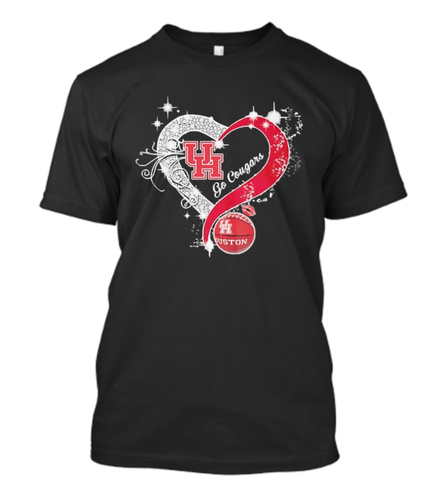 University Of Houston Cougars Go Cougars Heart Basketball Houston T-Shirt