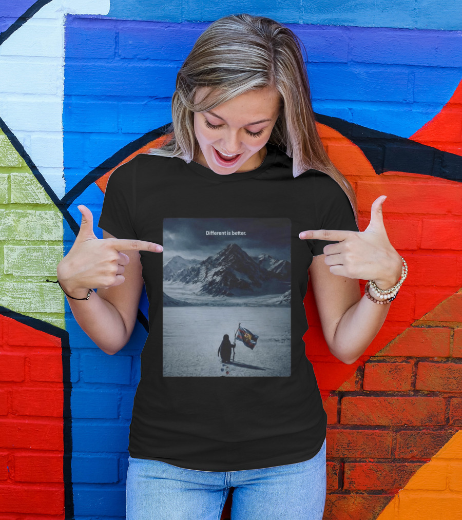 Barcelona Nihilist Penguin Different Is Better Flag Mountain Scene T-Shirt