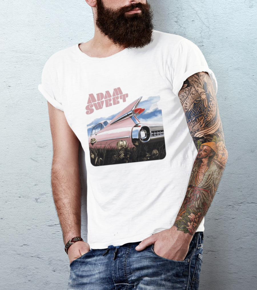 Adam Sweet Pink Cadillac Flowers Nostalgia T-Shirt