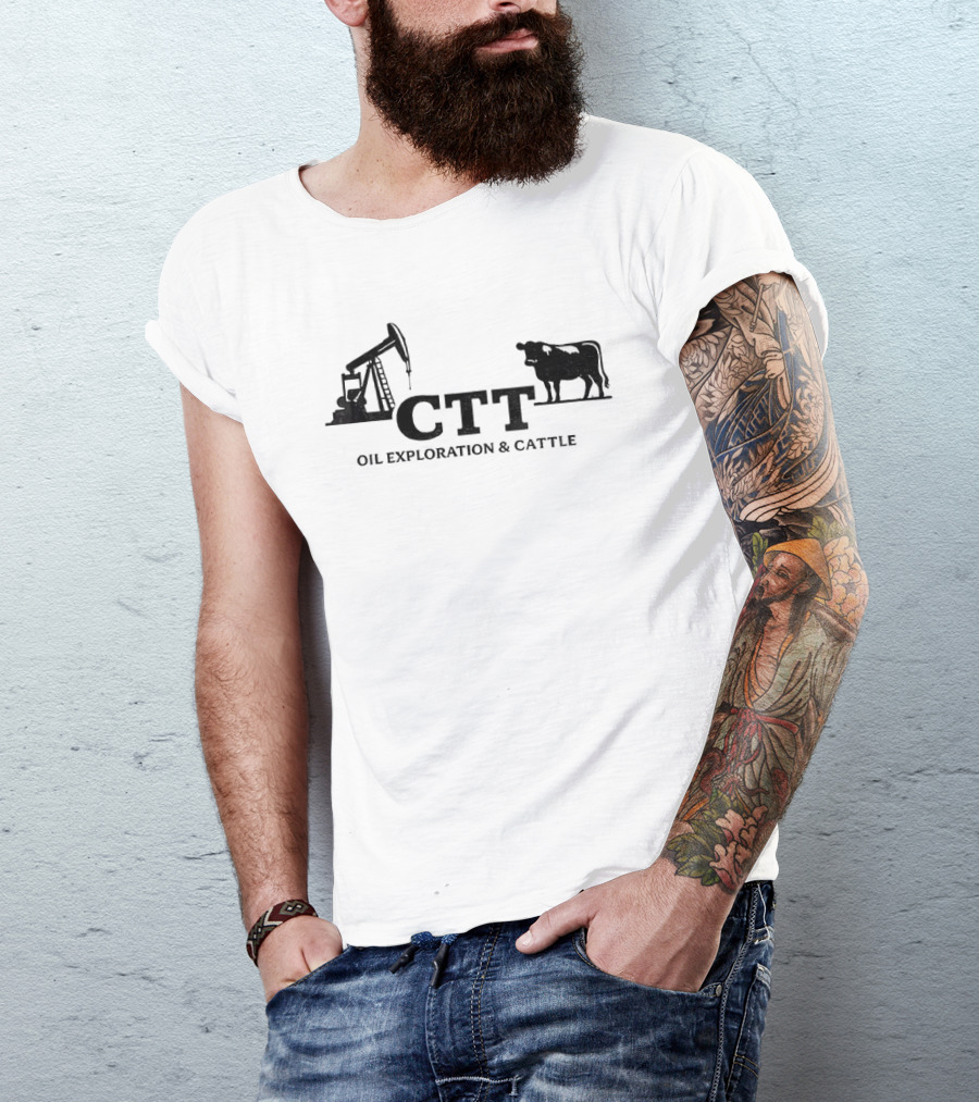CTT Oil Exploration And Cattle Texas Longhorn Oil Field T-Shirt