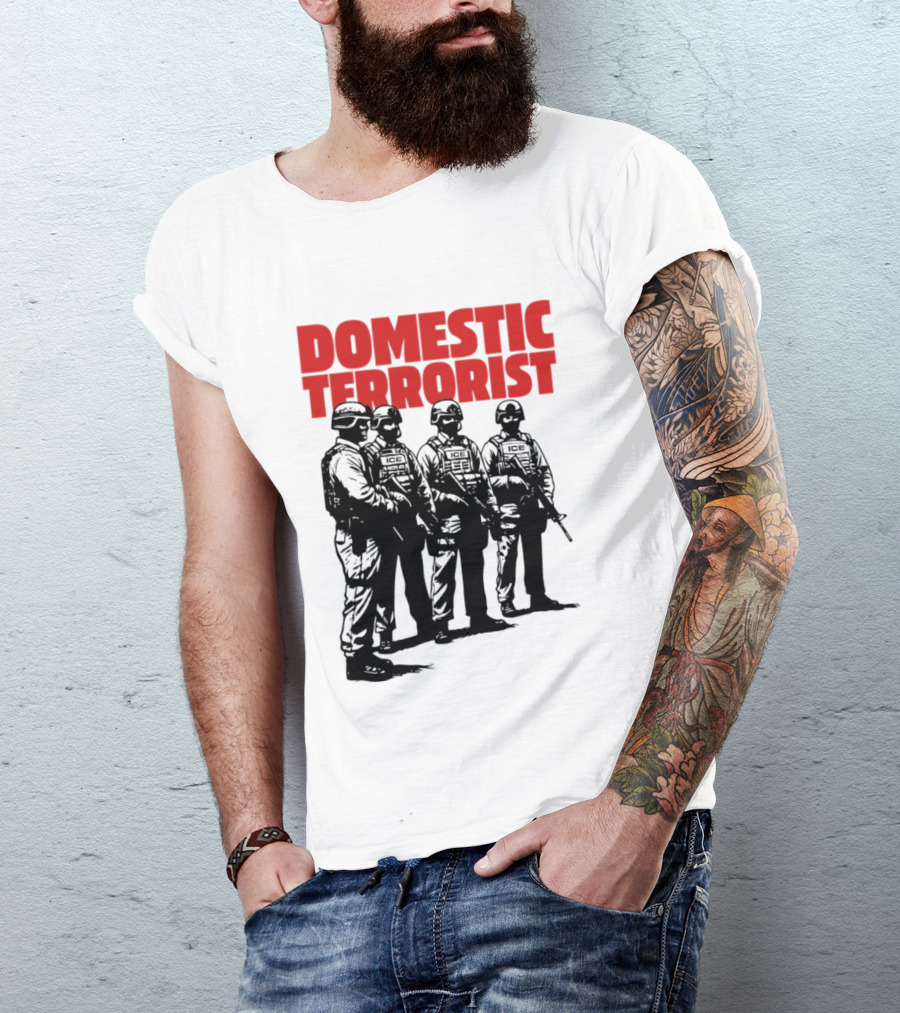 Domestic Terrorist Abolish ICE Tactical Units Silhouette Protest T-Shirt