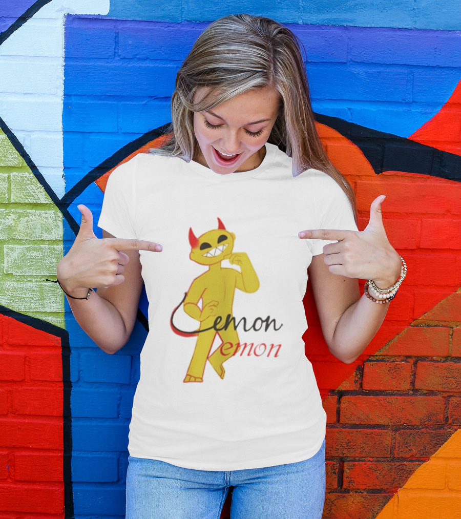 Demon Heavy Blend Lemon Demon Red Horns Yellow T-Shirt