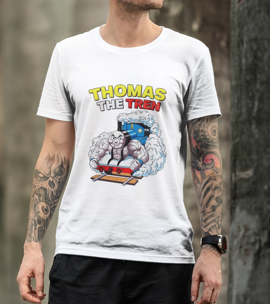 THOMAS THE TREN Cartoon Muscular Engine Puffing Steam T-Shirt