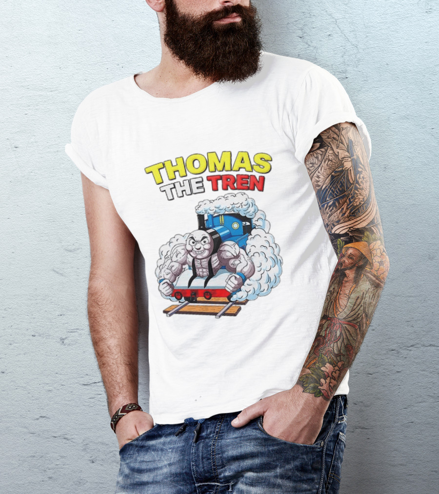 THOMAS THE TREN Cartoon Muscular Engine Puffing Steam T-Shirt