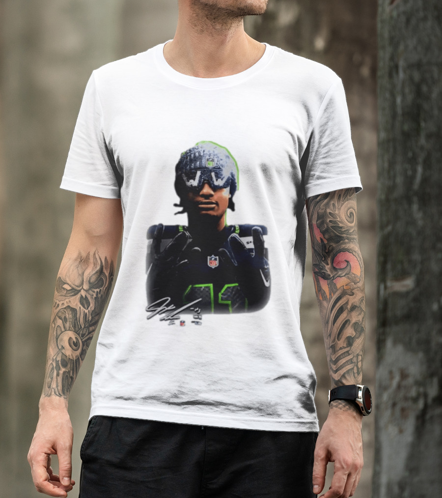 Jaxon Smith Njigba Seattle Seahawks Beanie Bling WW Sunglasses NFL Player Signature T-Shirt