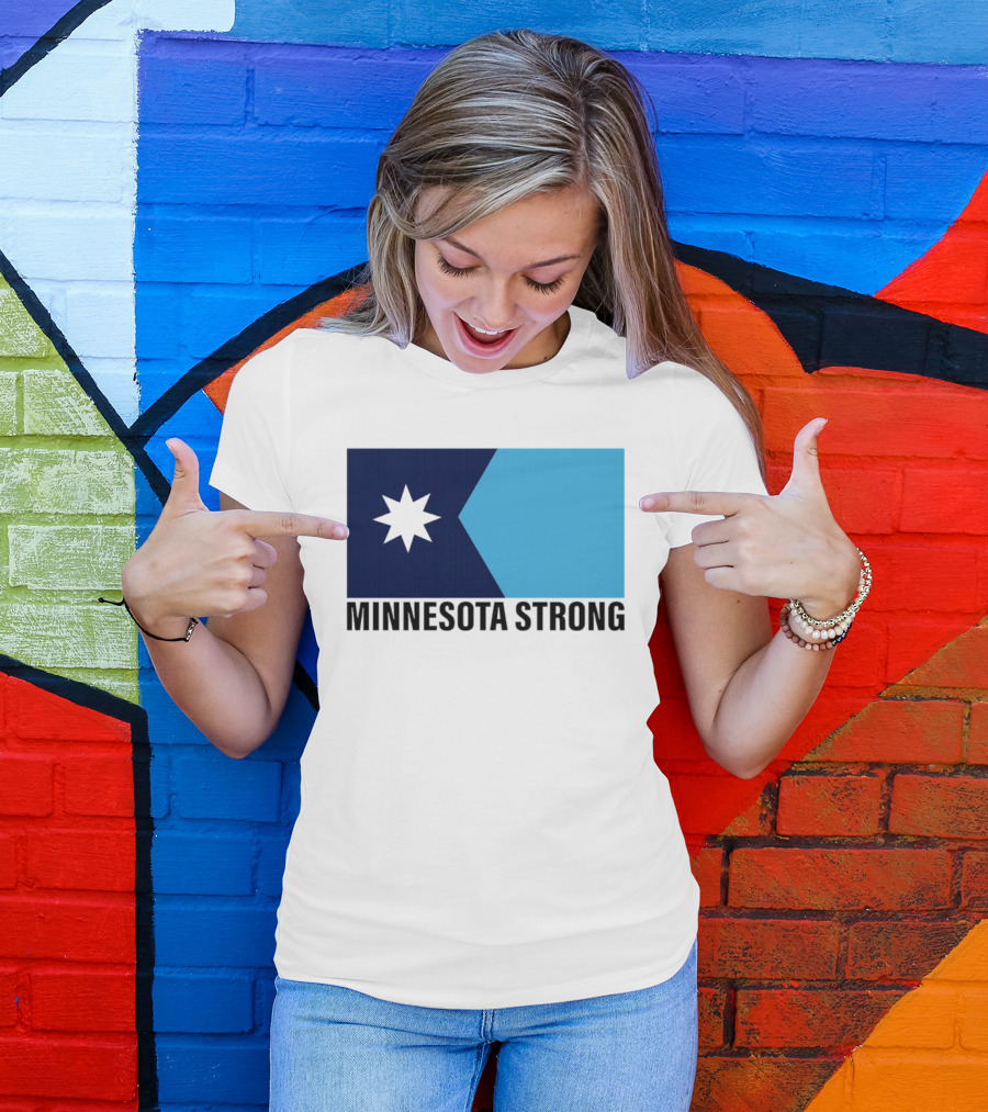 Minnesota Strong Star Icon Blue Rectangular Flag T-Shirt