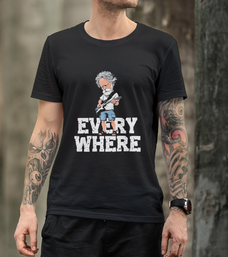 Bob Weir Grateful Dead Everywhere Character With Guitar T-Shirt