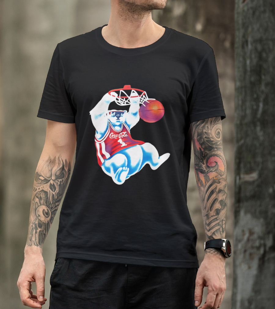 Coca Cola Polar Bear Basketball Dunk Red Jersey T-Shirt