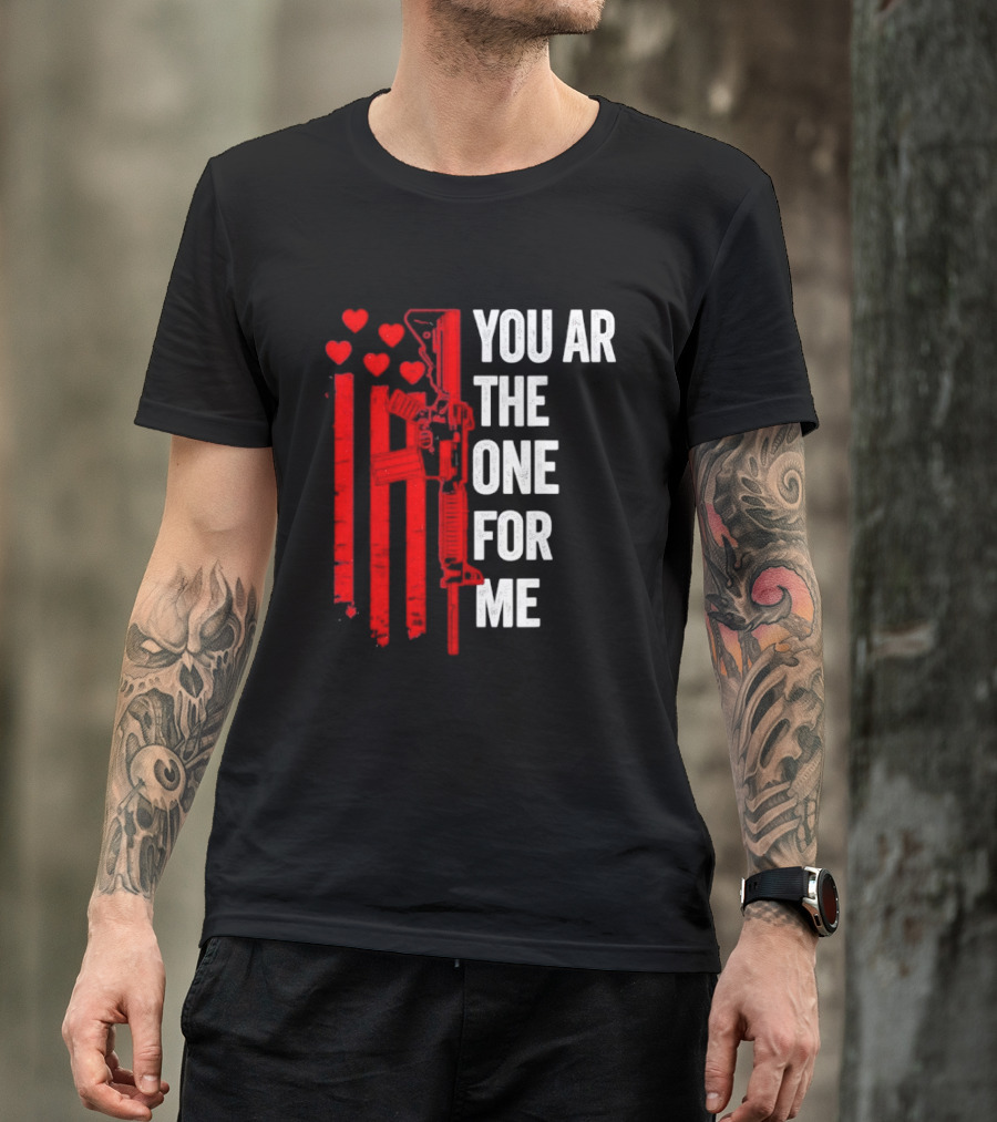 You Ar The One For Me Red Hearts Flag Visual T-Shirt