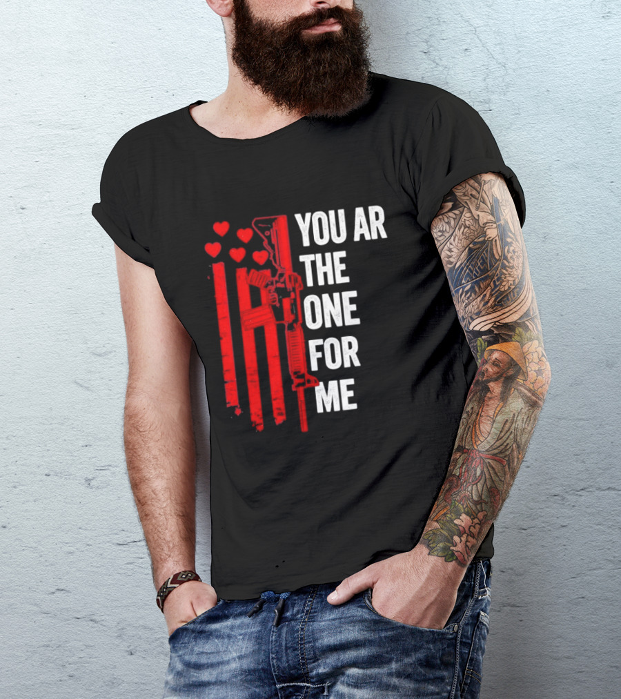 You Ar The One For Me Red Hearts Flag Visual T-Shirt