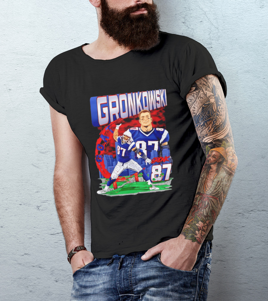 Gronkowski Goat 87 Football Player Tight End Action T-Shirt