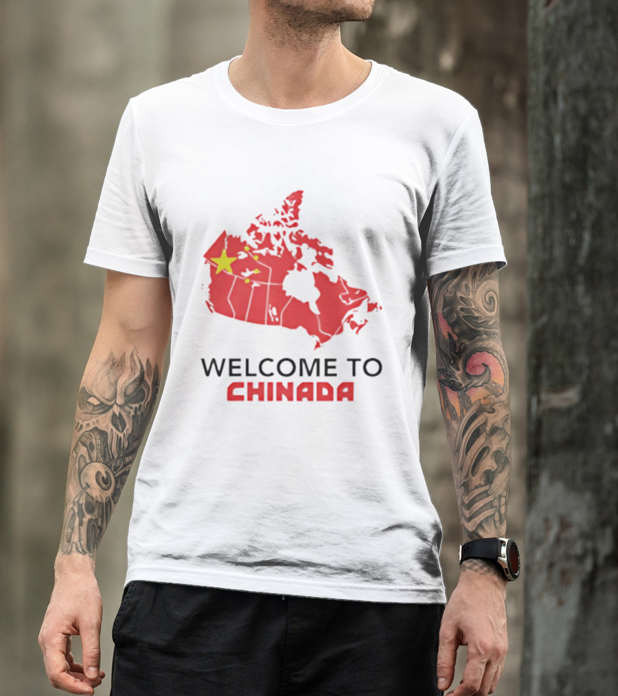 Welcome To Chinada Canada Map Redesign With Bold Text And Yellow Stars T-Shirt