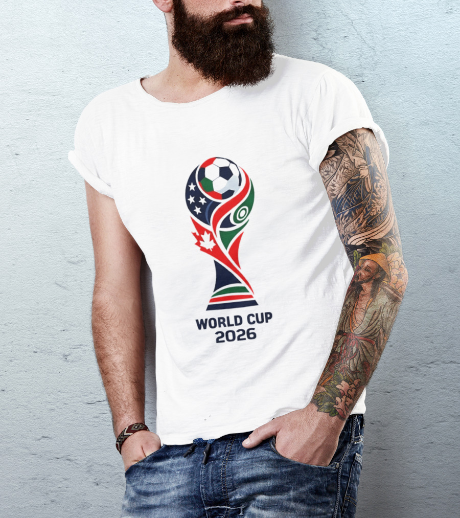 World Cup 2026 Trophy With Soccer Ball And Maple Leaf T-Shirt