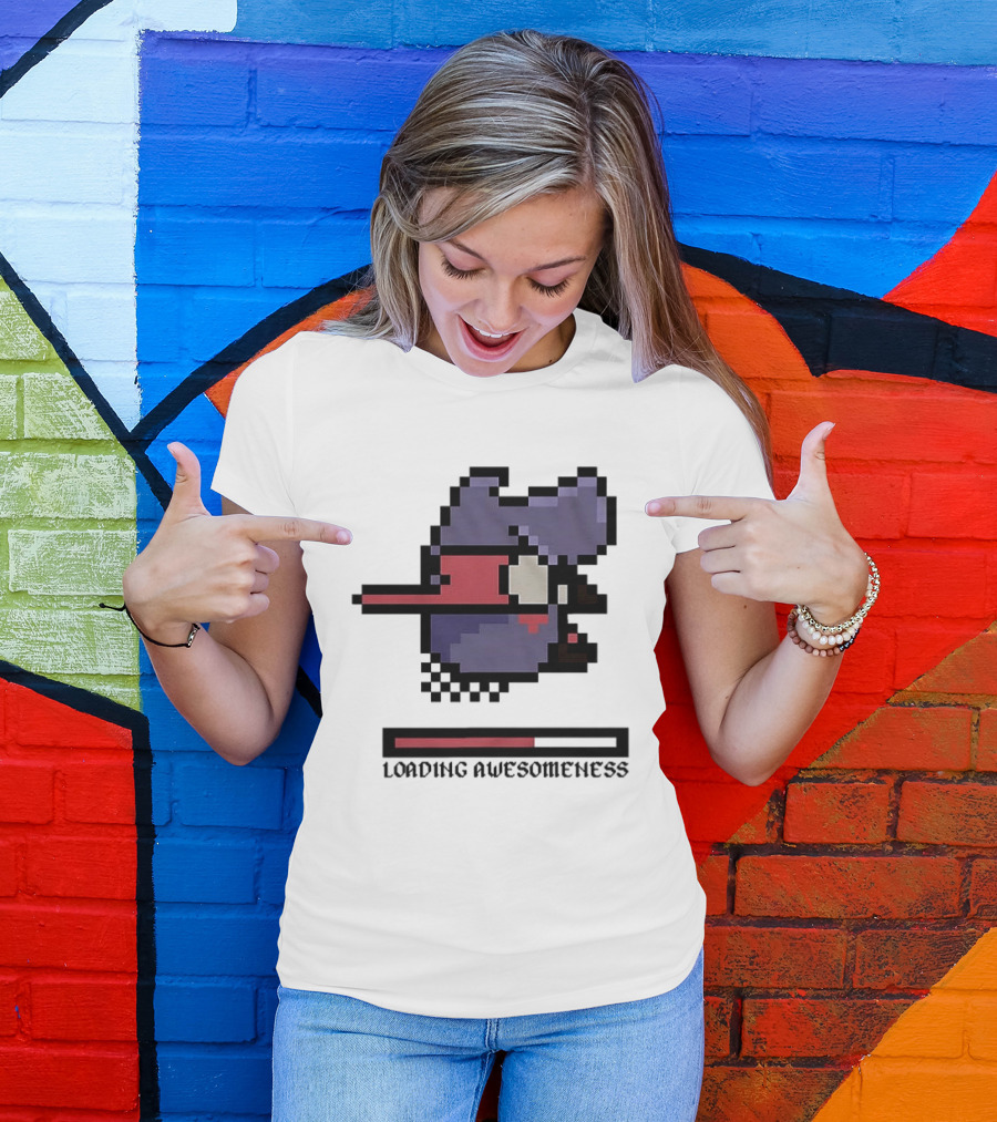 Loading Awesomeness Retro Pixel Character With Progress Bar T-Shirt