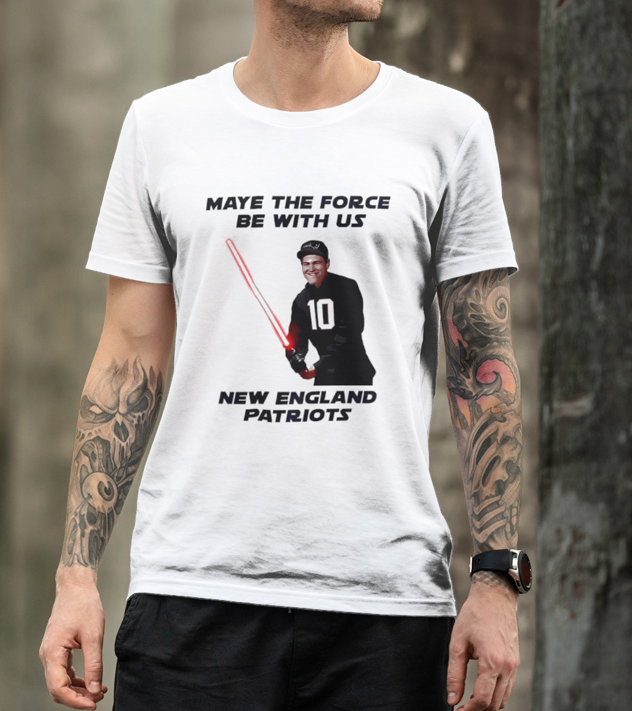 Maye The Force Be With Us New England Patriots Football Crossover Lightsaber T-Shirt