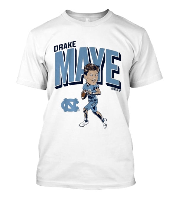 North Carolina Tar Heels Drake Maye Caricature Football Player T-Shirt