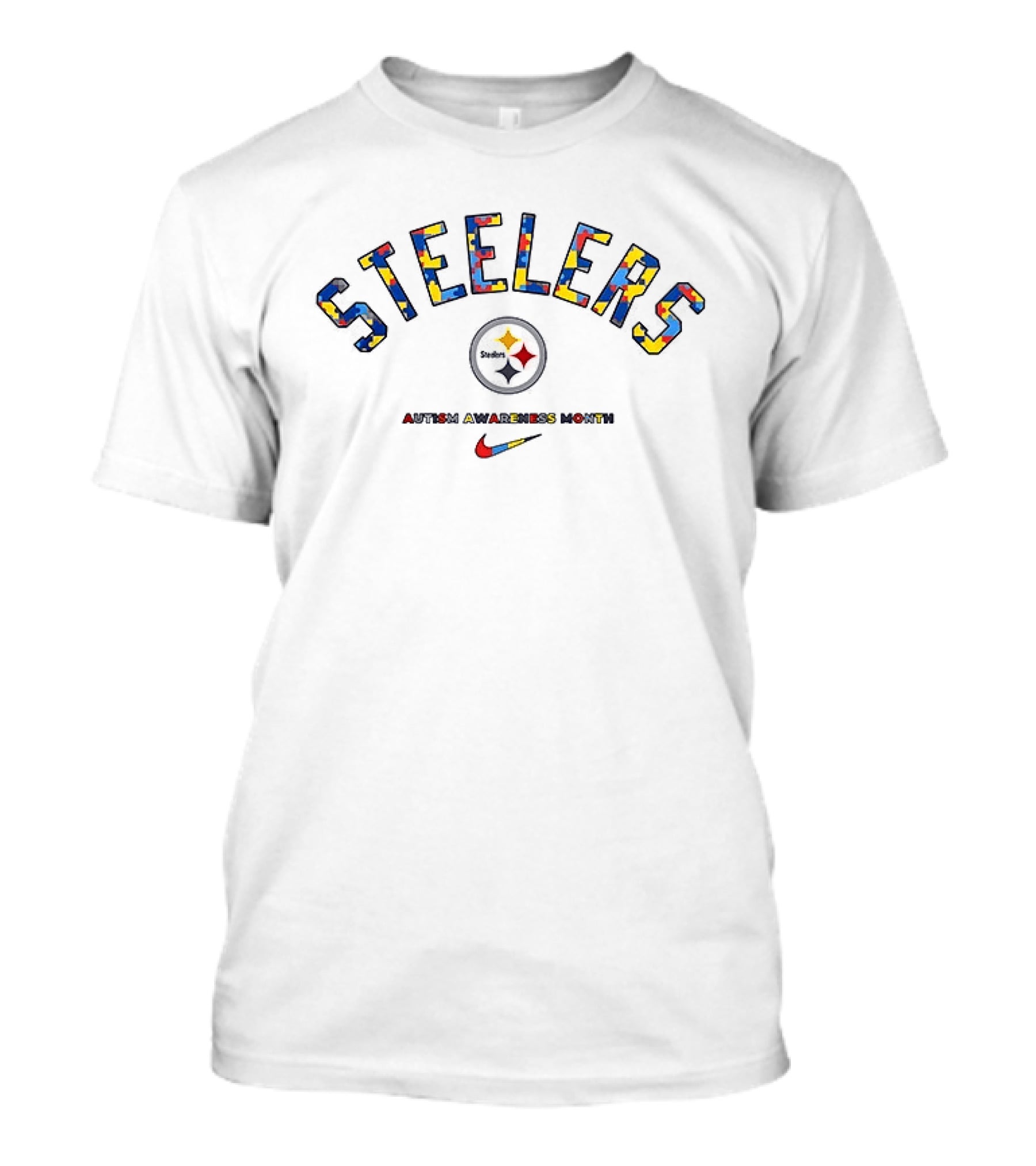 Pittsburgh Steelers Autism Awareness Month Puzzle T-Shirt