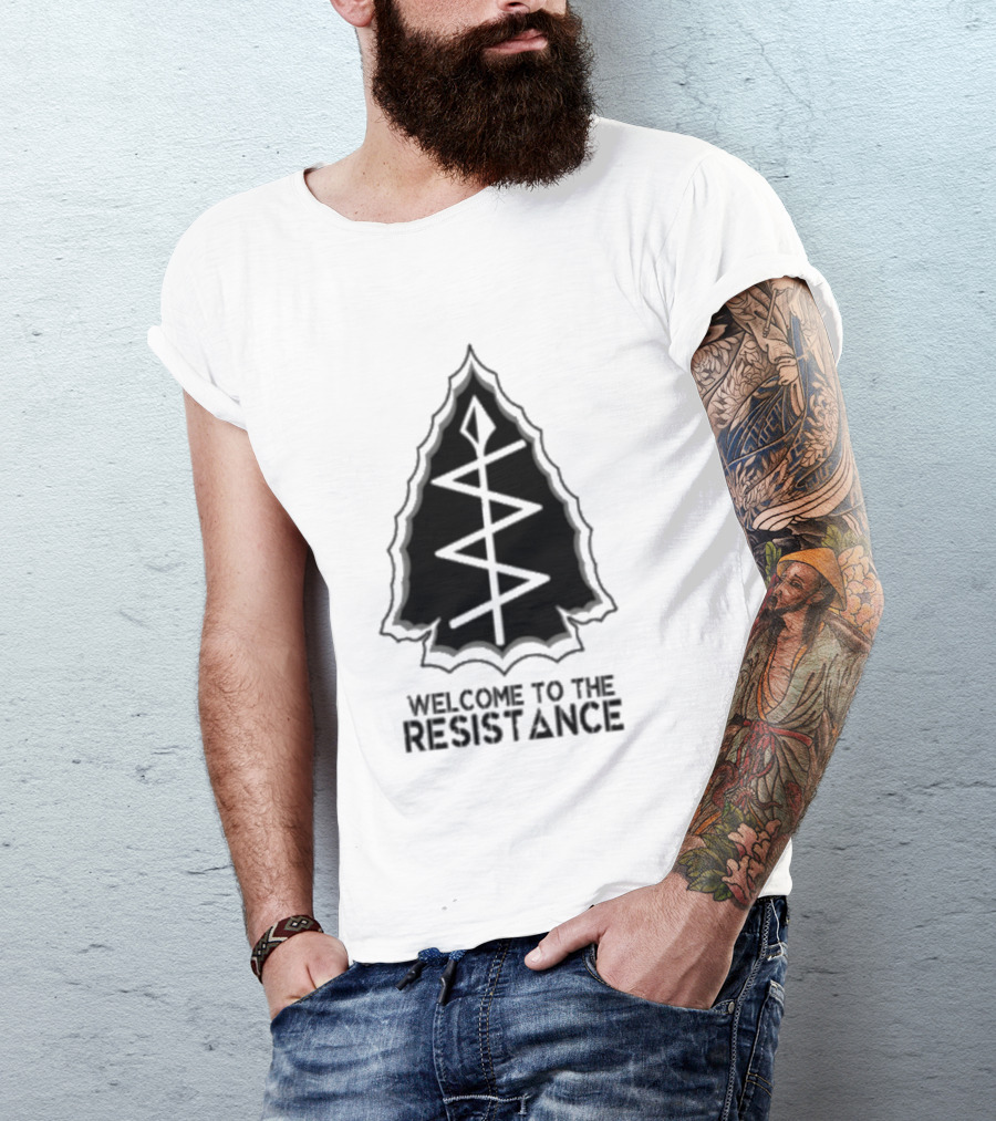 Welcome To The Resistance Rebel Abolish Ice Military Antifascist Patch Arrowhead T-Shirt