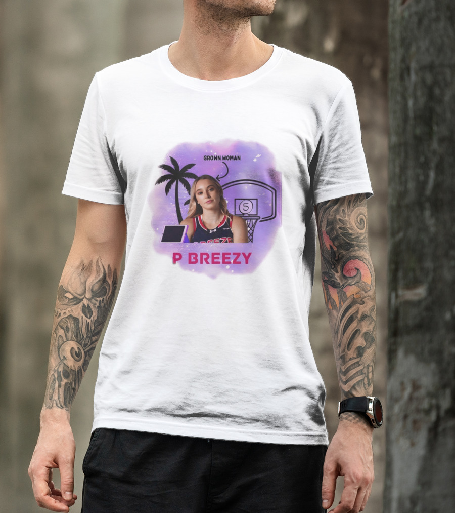 Grown Woman P Breezy Basketball Palm Tree T-Shirt