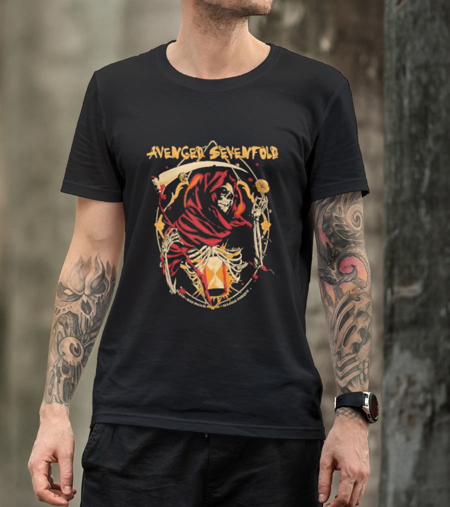 Avenged Sevenfold São Paulo January 31 2026 Event Skull And Hourglass T-Shirt