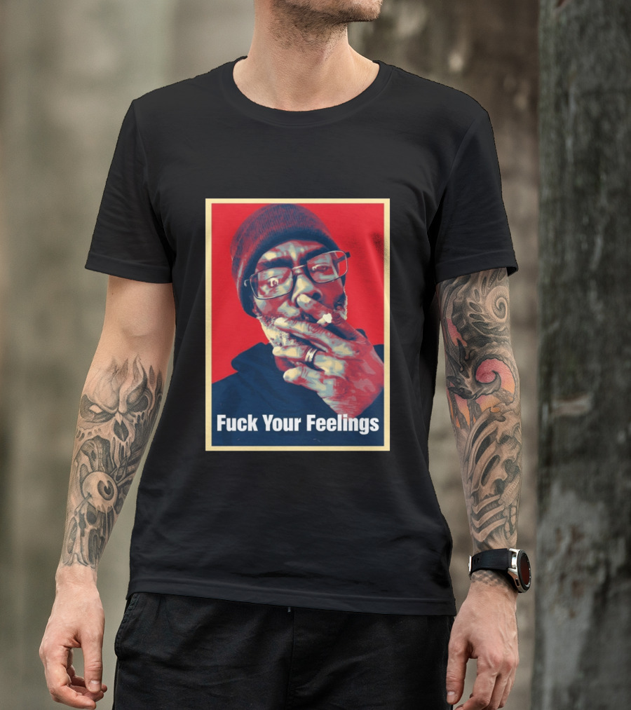 Uncle Clif Fuck Your Feelings Smoking Glasses Beanie Red T-Shirt
