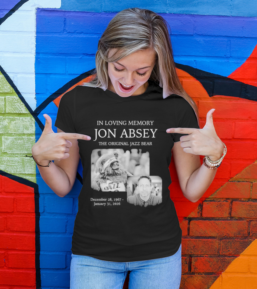 In Loving Memory Jon Absey The Jazz Bear December 28 1967 January 31 2026 Utah Jazz T-Shirt
