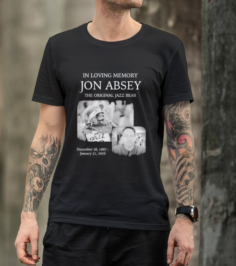 In Loving Memory Jon Absey The Jazz Bear December 28 1967 January 31 2026 Utah Jazz T-Shirt