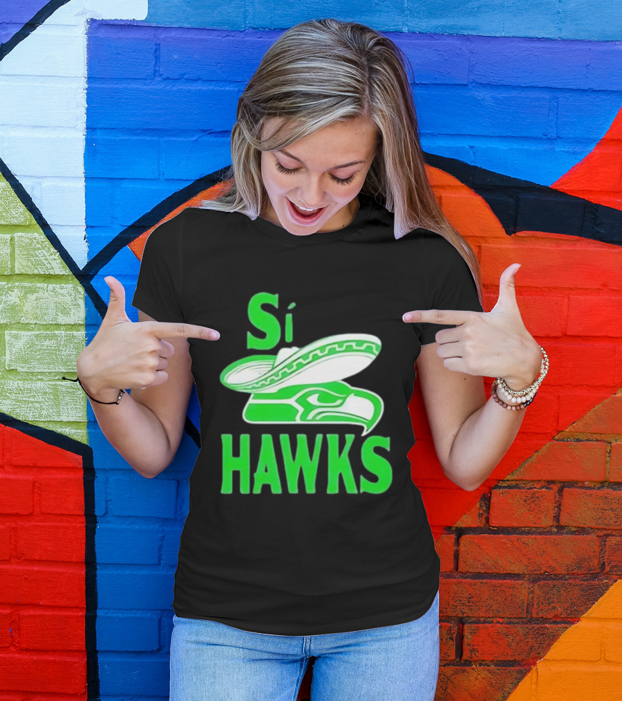 Si Hawks Mexican Sombrero Green Hawk T-Shirt