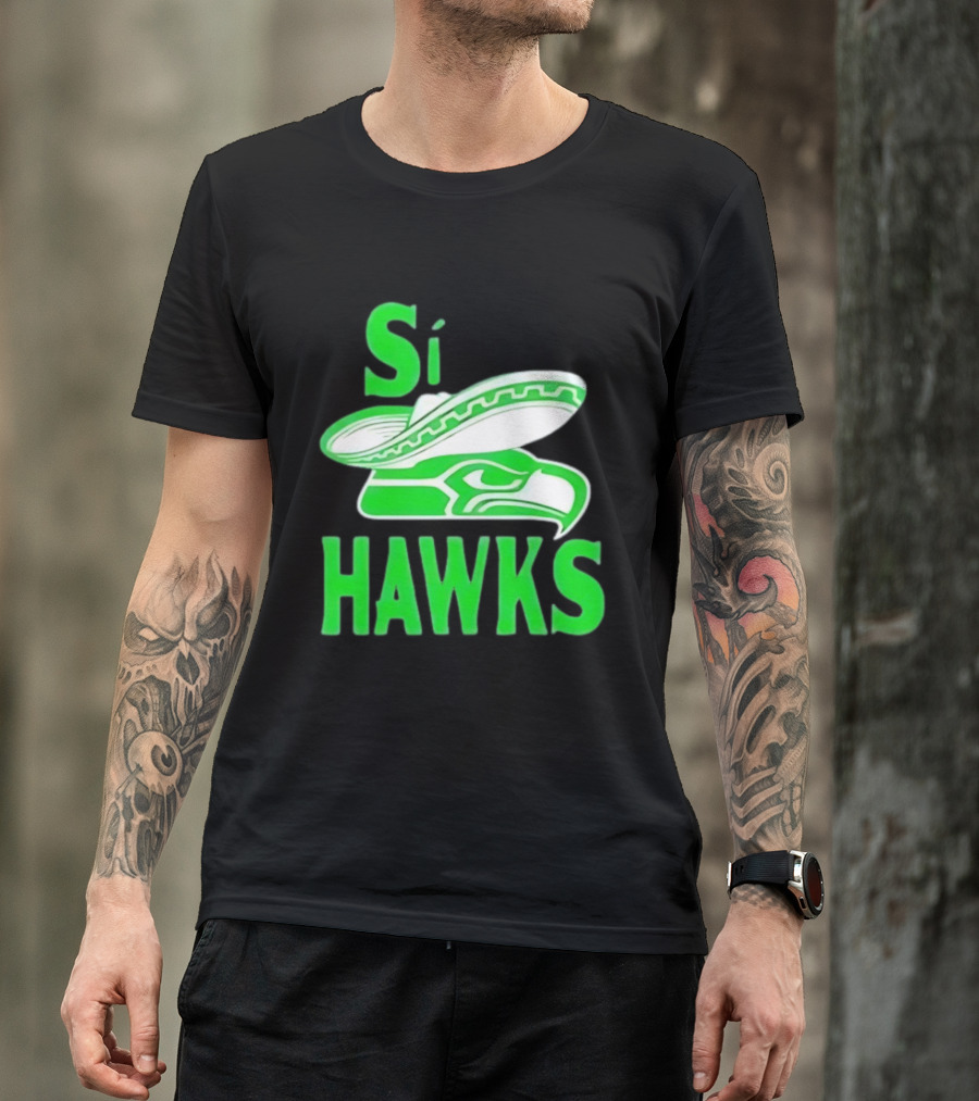 Si Hawks Mexican Sombrero Green Hawk T-Shirt