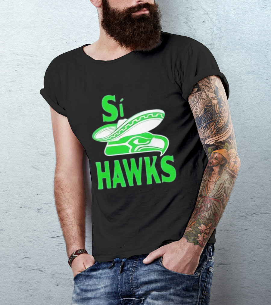 Si Hawks Mexican Sombrero Green Hawk T-Shirt