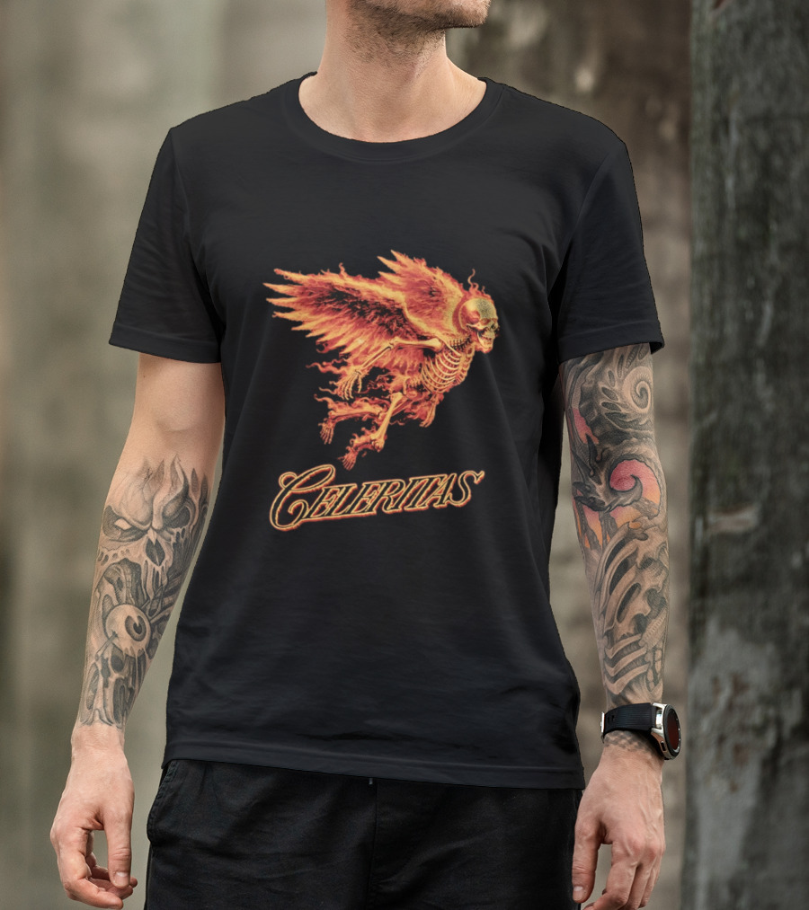 Celeritas Flaming Angel Skeleton Wings 2026 Speed T-Shirt