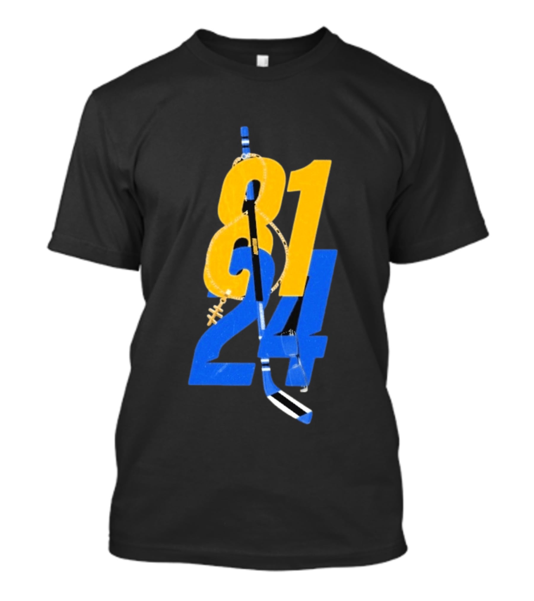 Ilya Rozanov 81 Shane Hollander 24 Hockey Stick Yellow Blue Numbers T-Shirt