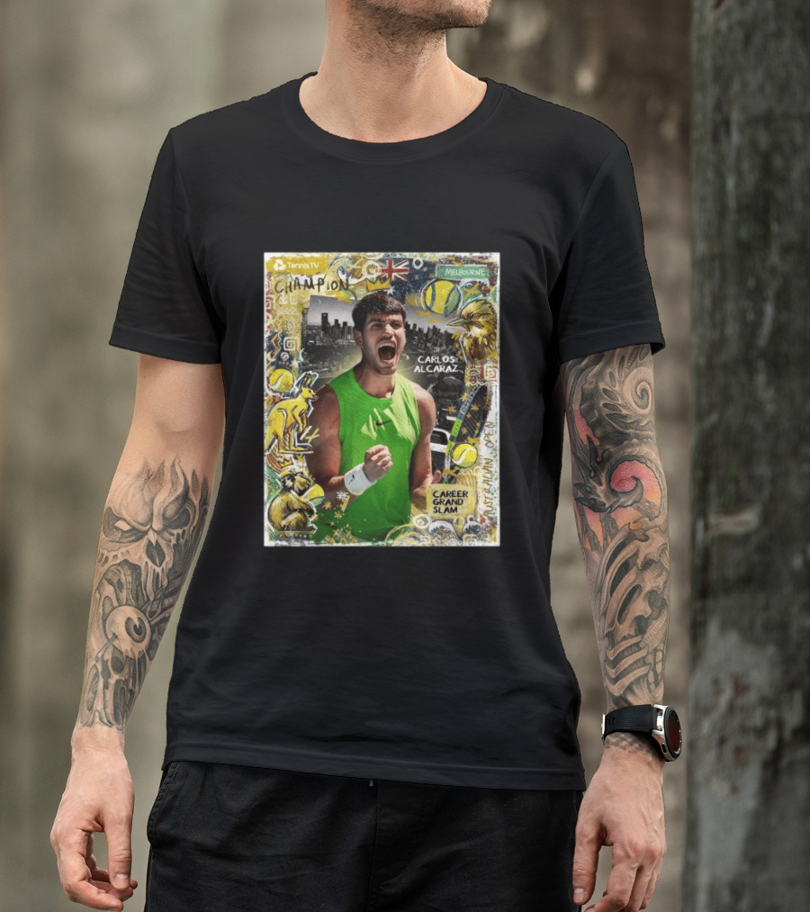 Carlos Alcaraz Champion Career Grand Slam Melbourne Tennis TV T-Shirt