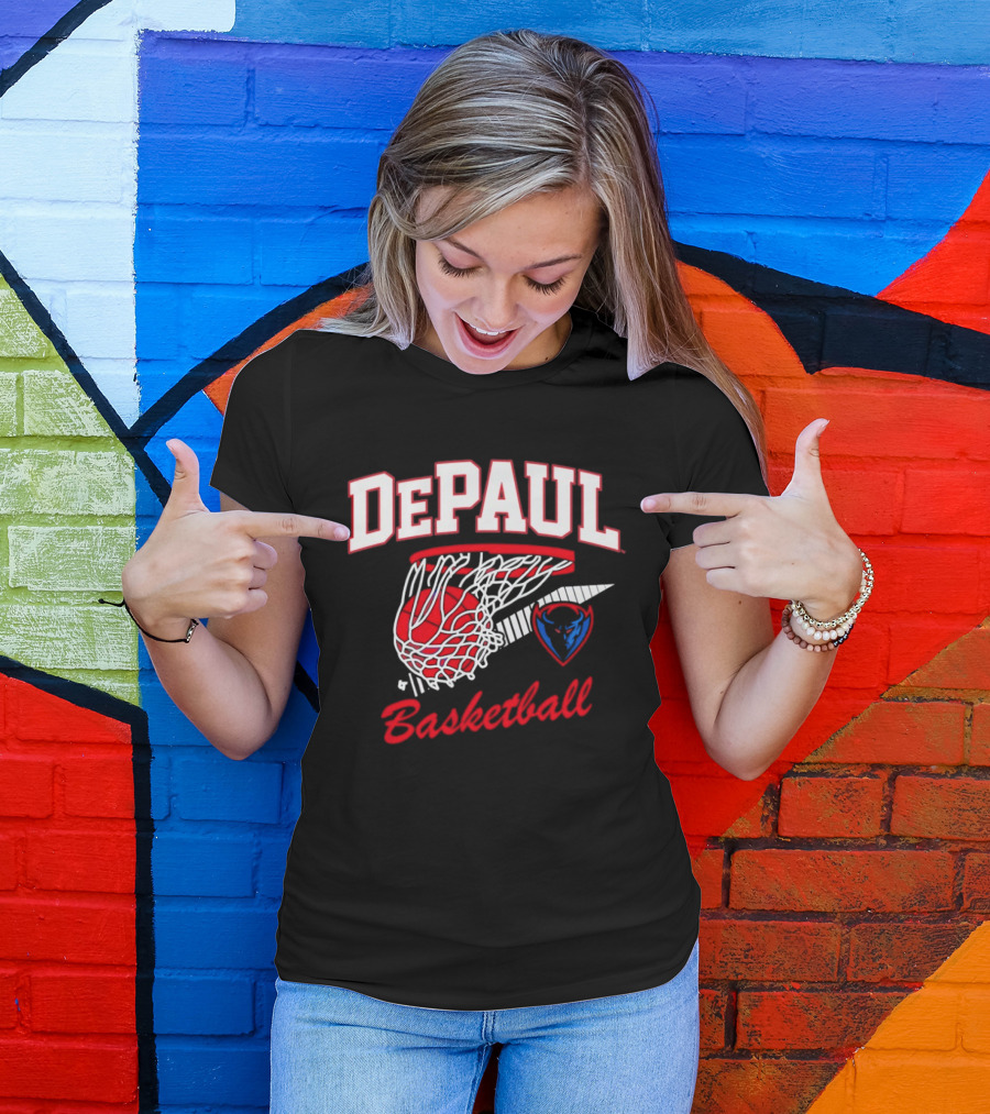 DePaul Blue Demons Basketball Hoop Throwback T-Shirt