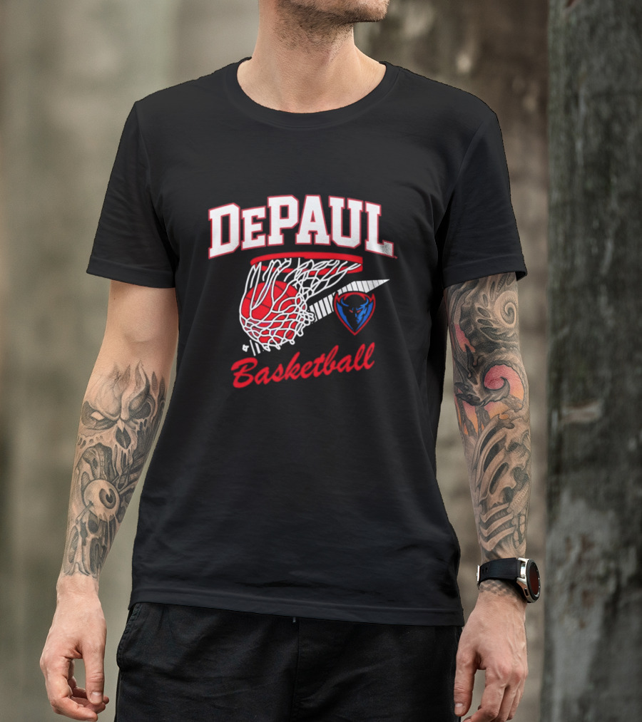 DePaul Blue Demons Basketball Hoop Throwback T-Shirt